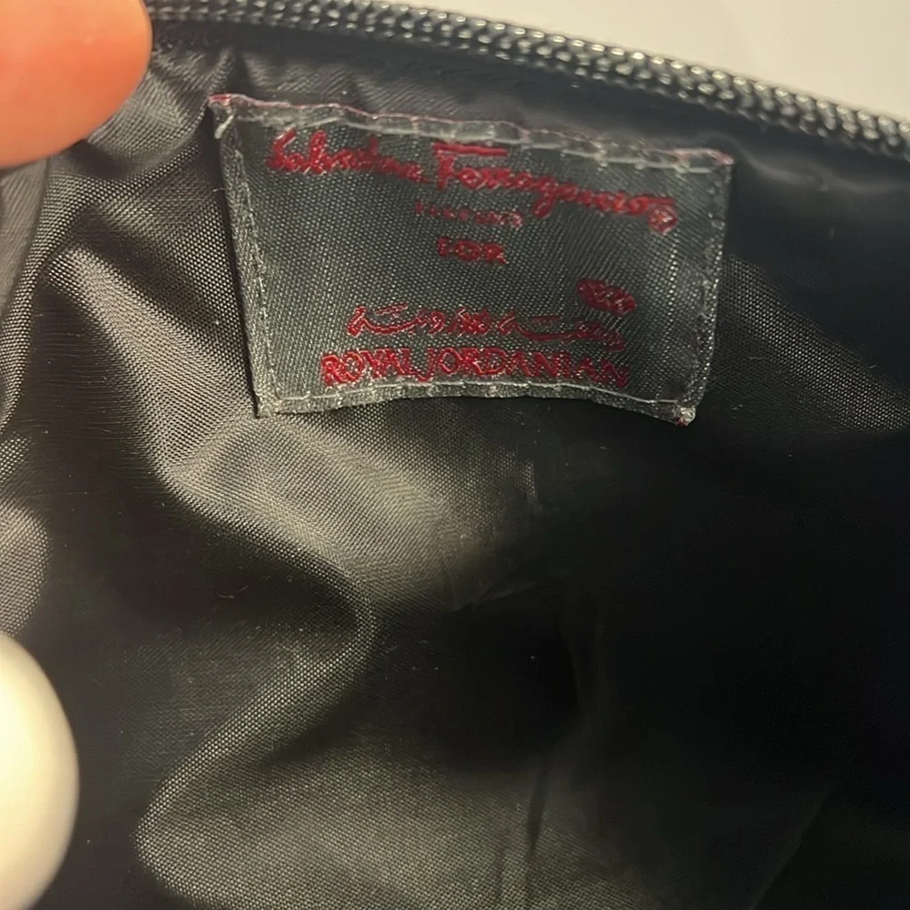 Salvatore Ferragamo Black Nylon Zip Make Up Bag Pouch